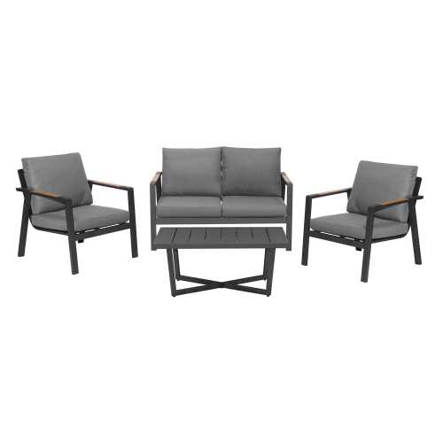 Zestaw Meble Ogrodowe Aluminiowe Sofa Dwa Fotele Stolik 201458